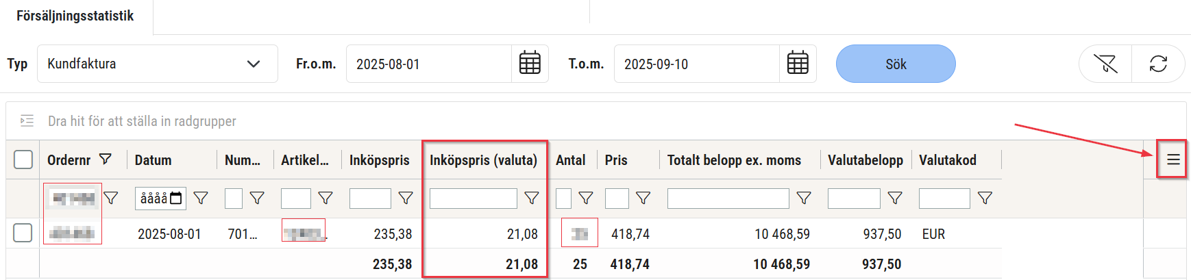 Försäljningsstatistik 1