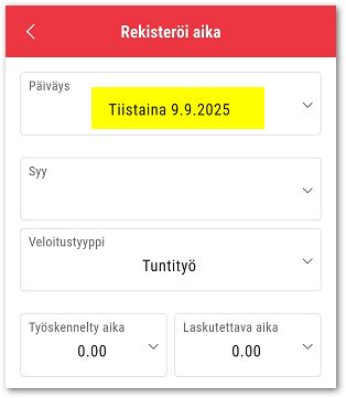 Mobiili rekisteröi aika