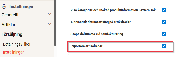 Excel inställning