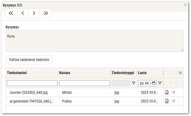 Tarkastusluettelo kuvien lisäys