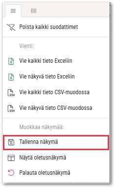 Tallenna näkymä
