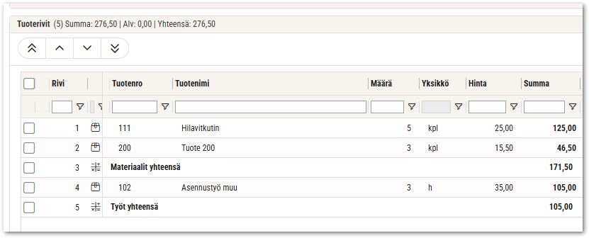 Välisummat laskulla