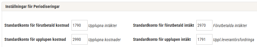 Inställningar periodiseringar