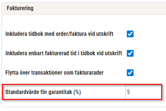 Standardvärde garantitak