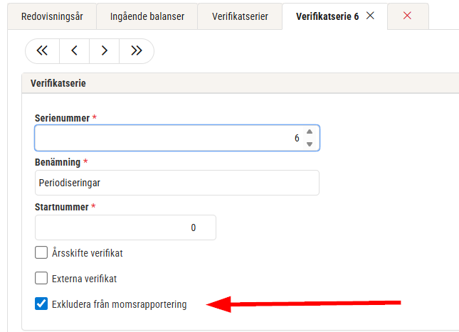 Exkludera från momsrapport och momskontroll