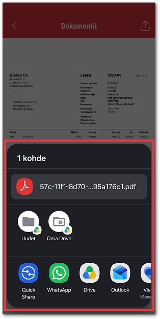 App jaa dokumentti